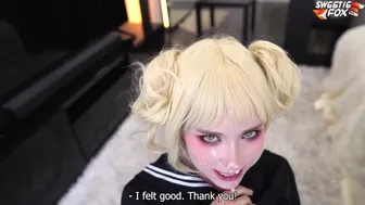 Toga Himiko suce profondément une grosse bite jusqu'à ce qu'elle jouisse sur son visage