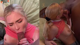 Fucked Hottie Through Hole in New Jeans and Cum in Mouth