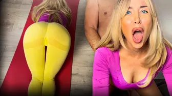 The yoga trainer couldn't stand it and fucked the student