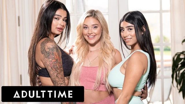 Torre trio: purple Myers and Carolina Cortez challenge their yoga teacher