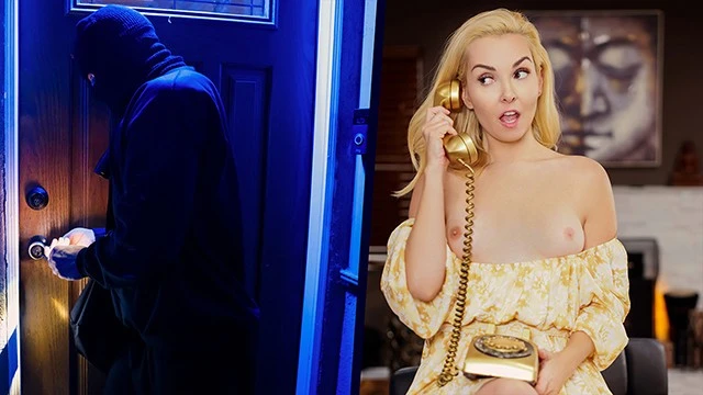 MILF Aaliyah Love en lingerie baisée hard par cambrioleur bandée