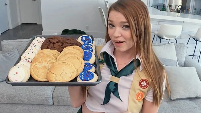 Scout cookie girl excited sucks and fucked a huge cock
