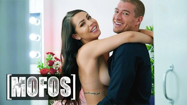 "Alina Lopez undresses and applies the lotion with Xander Corvus"