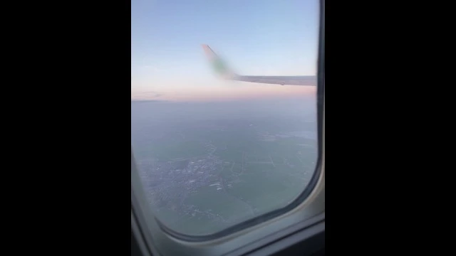 Attractive hostess of naughty air in full flight