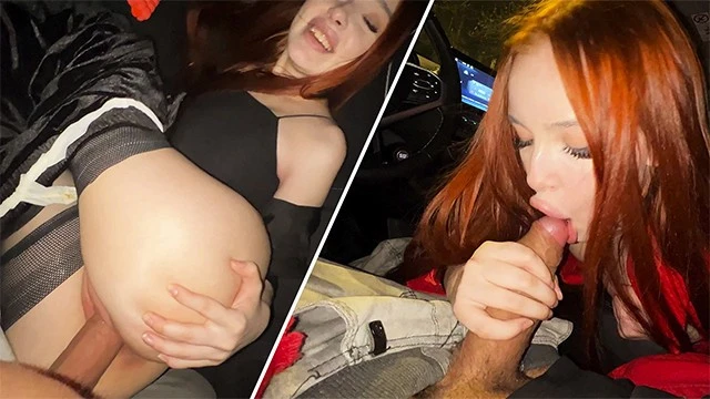 Sodomie hardcore avec rousse de 18 ans dans une voiture publique