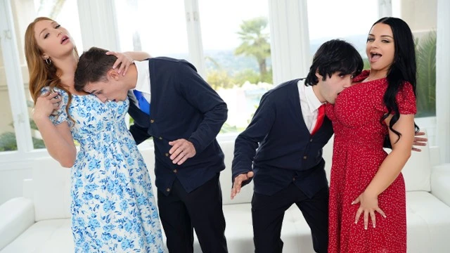 Timid brothers-in-law learn the art of seducing with magnificent breasts